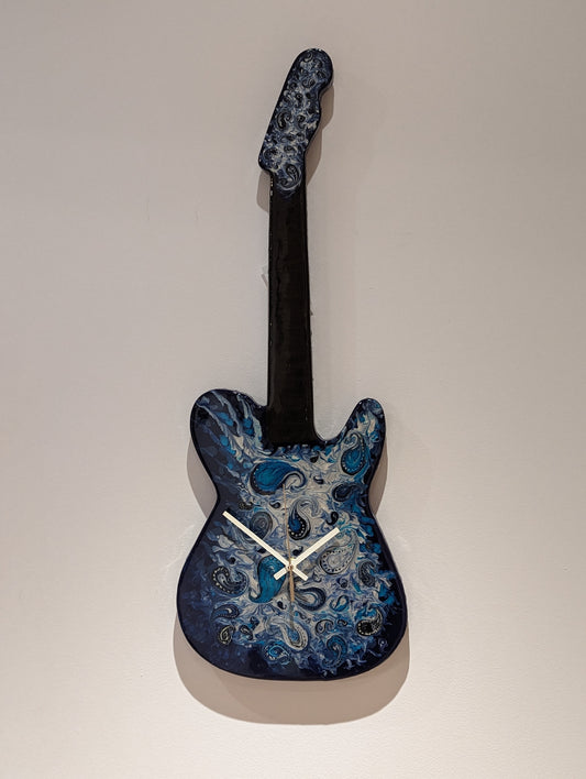 Rock Clock: Blue Paisley #019